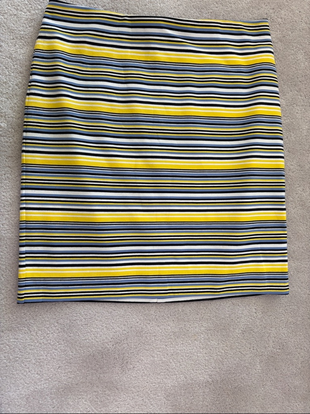 Ann Taylor Yellow, Navy & White Striped Mini Skirt not lined.
